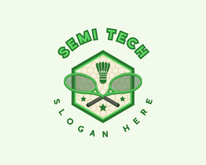 Badminton Racket Shuttlecock logo design