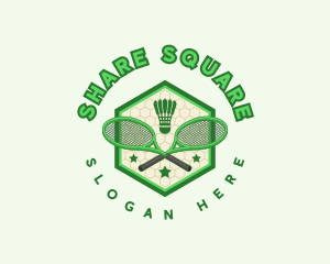 Badminton Racket Shuttlecock logo design