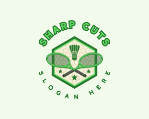 Badminton Racket Shuttlecock logo design