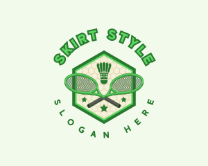 Badminton Racket Shuttlecock logo design