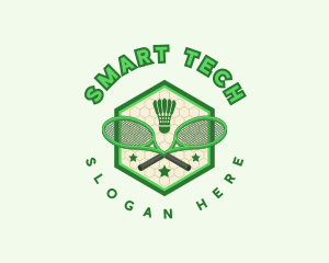 Badminton Racket Shuttlecock logo design