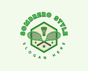 Badminton Racket Shuttlecock logo design