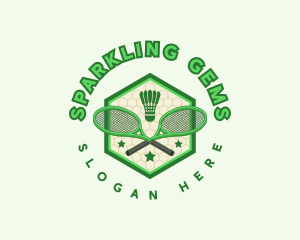 Badminton Racket Shuttlecock logo design