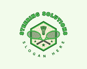 Badminton Racket Shuttlecock logo design