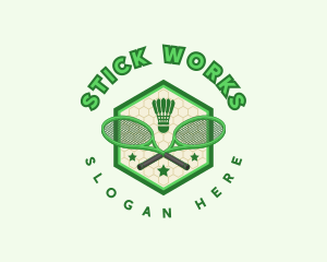 Badminton Racket Shuttlecock logo design