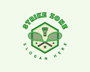 Badminton Racket Shuttlecock logo design