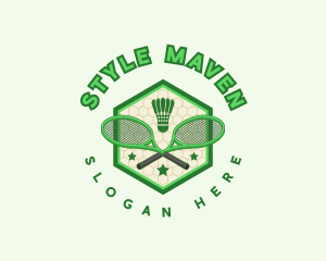 Badminton Racket Shuttlecock logo design