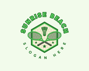 Badminton Racket Shuttlecock logo design