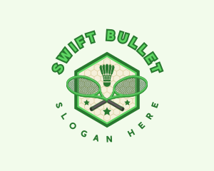 Badminton Racket Shuttlecock logo design