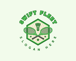 Badminton Racket Shuttlecock logo design