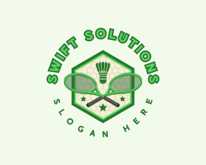 Badminton Racket Shuttlecock logo design