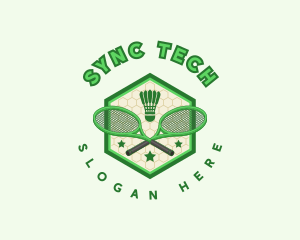 Badminton Racket Shuttlecock logo design