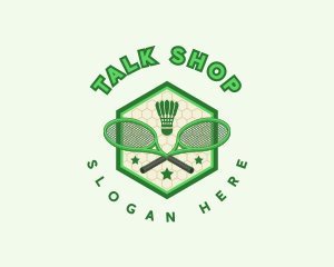 Badminton Racket Shuttlecock logo design