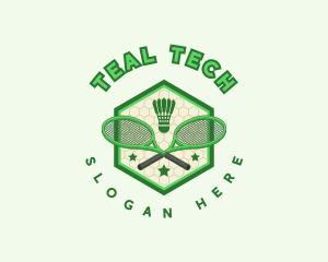 Badminton Racket Shuttlecock logo design