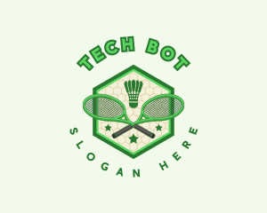 Badminton Racket Shuttlecock logo design