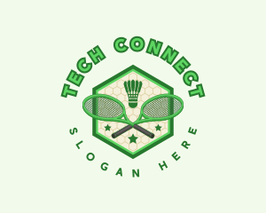 Badminton Racket Shuttlecock logo design