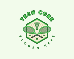 Badminton Racket Shuttlecock logo design