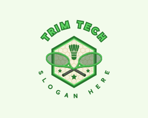 Badminton Racket Shuttlecock logo design