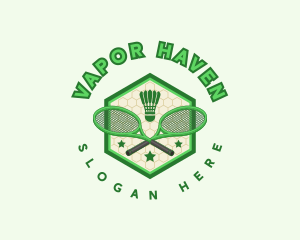 Badminton Racket Shuttlecock logo design