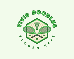 Badminton Racket Shuttlecock logo design