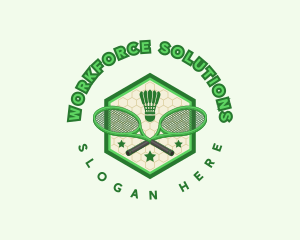 Badminton Racket Shuttlecock logo design