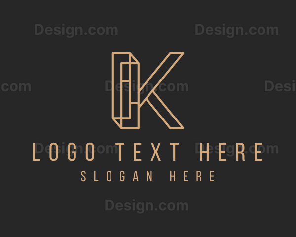 Bronze Minimal Letter K Logo