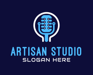 Tech Microphone Recording logo design