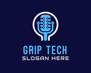 Tech Microphone Recording logo design