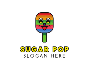 Smiling Ice Cream Popsicle logo design