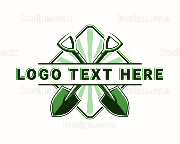 Shovel Gardening Lawn Logo