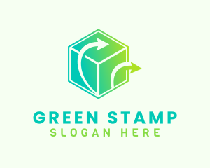 Green Arrows 3D Cube logo design