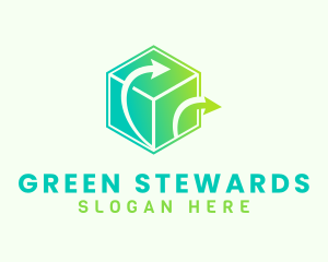 Green Arrows 3D Cube logo design