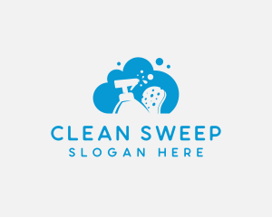 Sprayer Sponge Disinfection Cleaning logo design