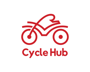 Red Cyclist Outline logo design