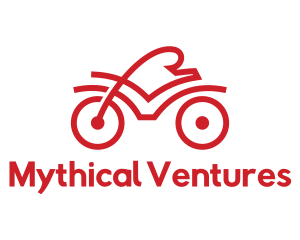 Red Cyclist Outline logo design