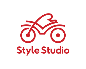 Red Cyclist Outline logo design