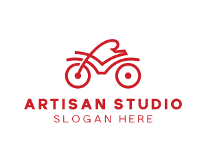 Red Cyclist Outline logo design