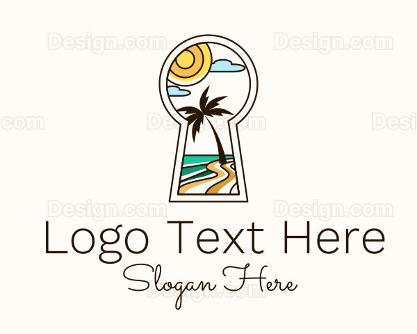 Tropical Beach Keyhole Logo