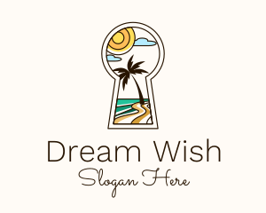 Tropical Beach Keyhole logo design