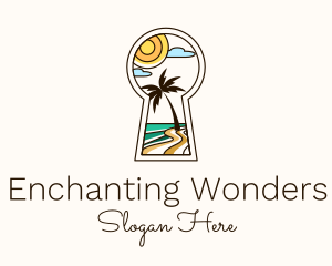 Tropical Beach Keyhole logo design