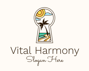 Tropical Beach Keyhole logo design