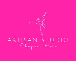 Monoline Ballerina Dancer logo design