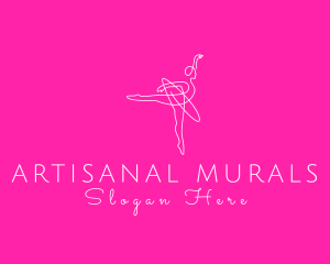 Monoline Ballerina Dancer logo design