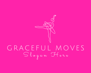 Monoline Ballerina Dancer logo design