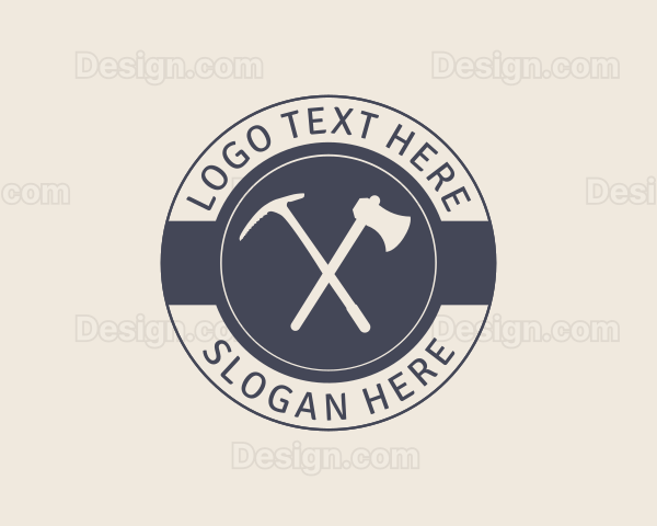 Vintage Pickaxe Tool Logo