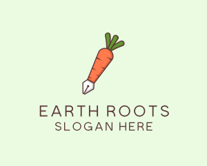 Carrot Pen Vegetable logo design