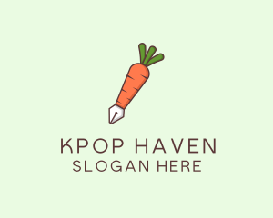 Carrot Pen Vegetable logo design