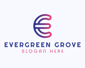 Gradient Software Letter E logo design