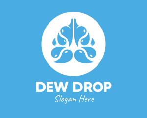 Blue Lungs Water Droplet logo design