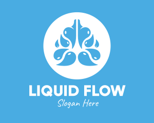 Blue Lungs Water Droplet logo design